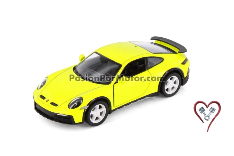5 Pulgadas / 1:36 Porsche 911 992 Rally Dakar 2023 Amarillo KINSMART Display a Granel 05347