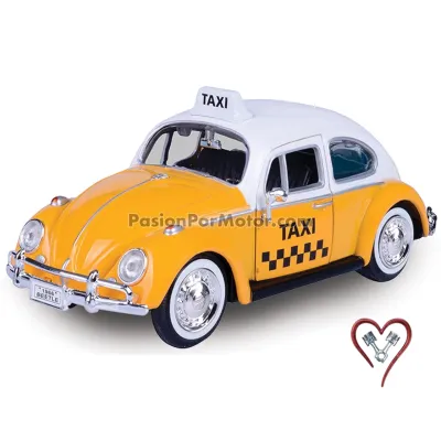 1:24 Volkswagen Beetle 1966 Taxi Amarillo MOTOR MAX Vocho 01601