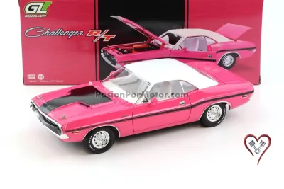 1:18 Dodge Challenger R/T 440 Six Pack 1970 Rosa Con Techo Blanco GREENLIGHT 05381 1:18 Dodge Challenger R/T 440 Six Pack 1970 Rosa Con Techo Blanco GREENLIGHT 05381