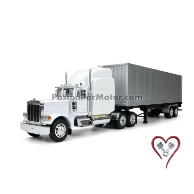 1:32 Peterbilt Model 379 1987 Blanco Con Trailer Caja Seca Plata WELLY Transporter 05385 1:32 Peterbilt Model 379 1987 Blanco Con Trailer Caja Seca Plata WELLY Transporter 05385