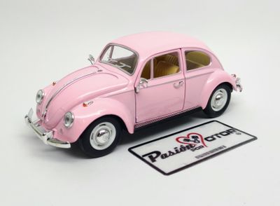 1:24 Volkswagen Beetle Sedan 1967 Rosa Pastel KINSMART Display a Granel Vocho 05387