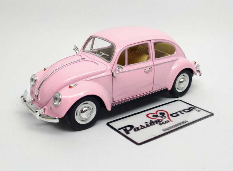 1:24 Volkswagen Beetle Sedan 1967 Rosa Pastel KINSMART Display a Granel Vocho 05387