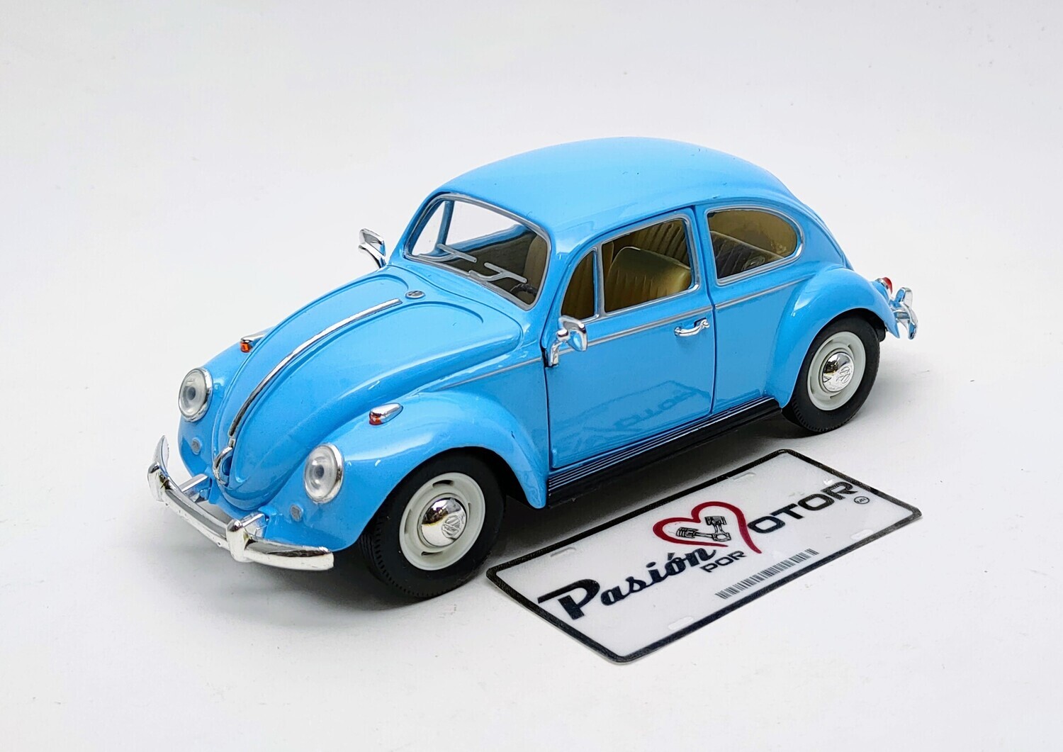 1:24 Volkswagen Beetle Sedan 1967 Azul Pastel KINSMART Display a Granel Vocho 05388 1:24 Volkswagen Beetle Sedan 1967 Azul Pastel KINSMART Display a Granel Vocho 05388