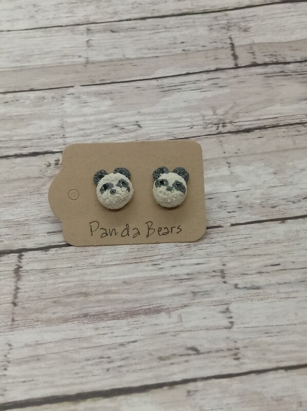 Panda Bear Head Stud Earrings