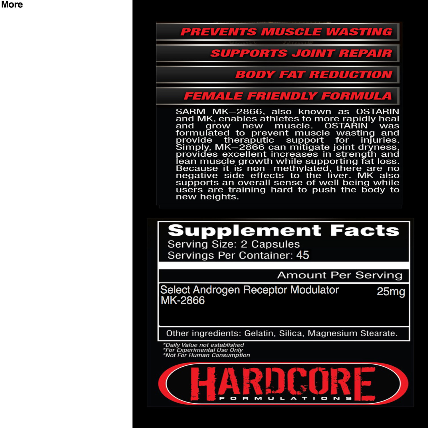 MK 2866 ‘Ostarine’ Made By Hardcore Formulations (SARM SERIES)