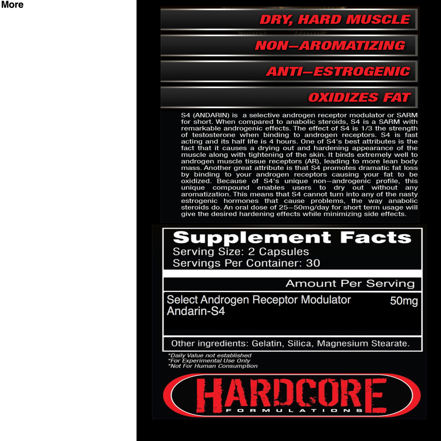 GTX 007 &#39;S4 Andarin&#39;  Made By Hardcore Formulations (SARM SERIES)