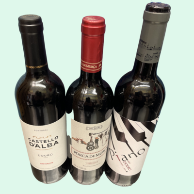 Verschiedenes Rot Wein Douro 3x0,75cl Castelo De Alba ,Piano Und Porca Da Murça-Kostenloser Versand
