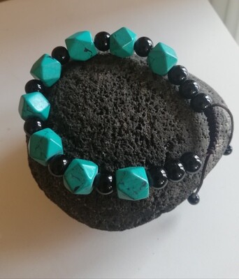 Polygonal Turquoise and Black Onyx bracelet