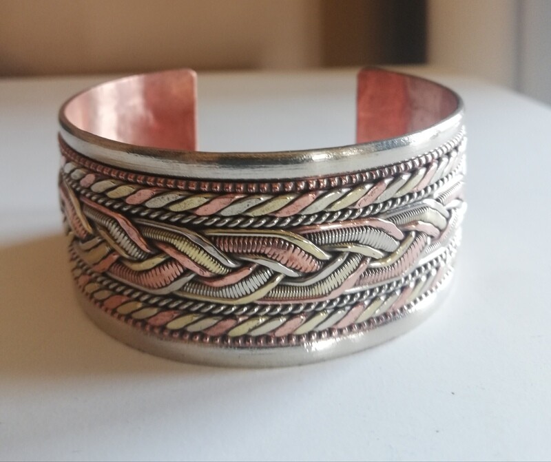 Large Machined Copper Bracelet