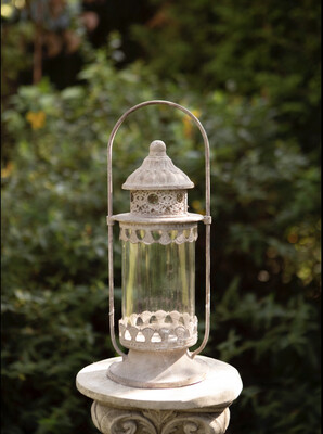Glass & Distressed Metal Hanging Lantern