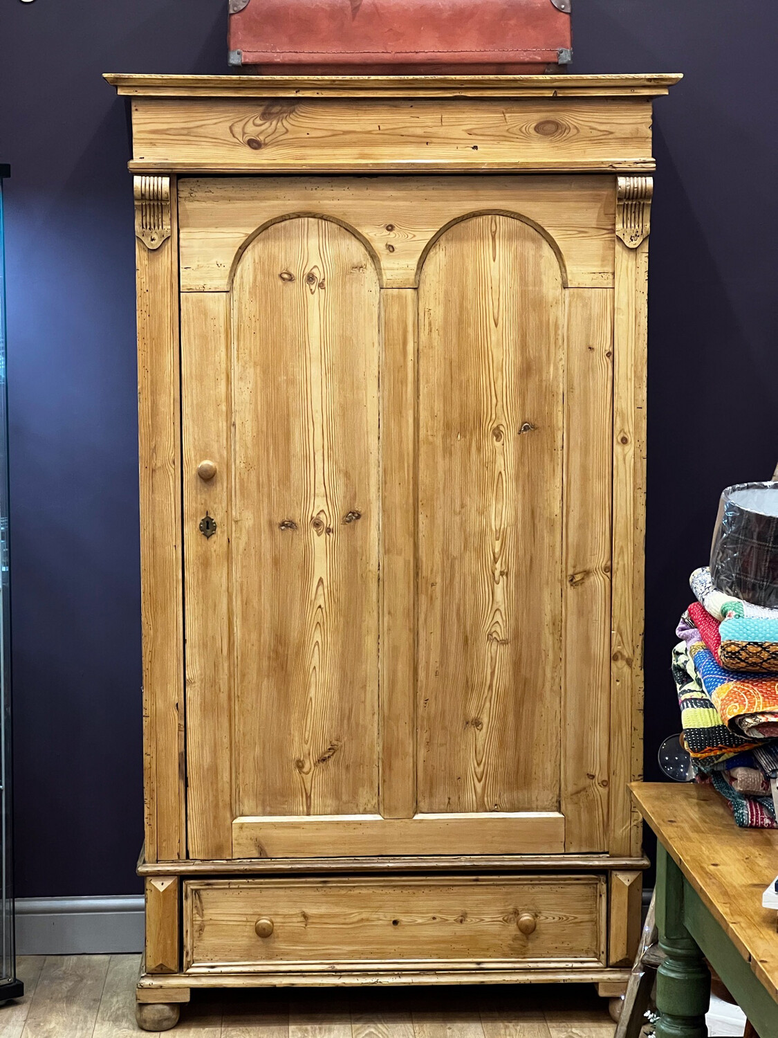 Antique Continental Pine Wardrobe / Linen Cupboard / Pantry