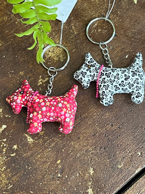 Scottie Dog Fabric Keyring