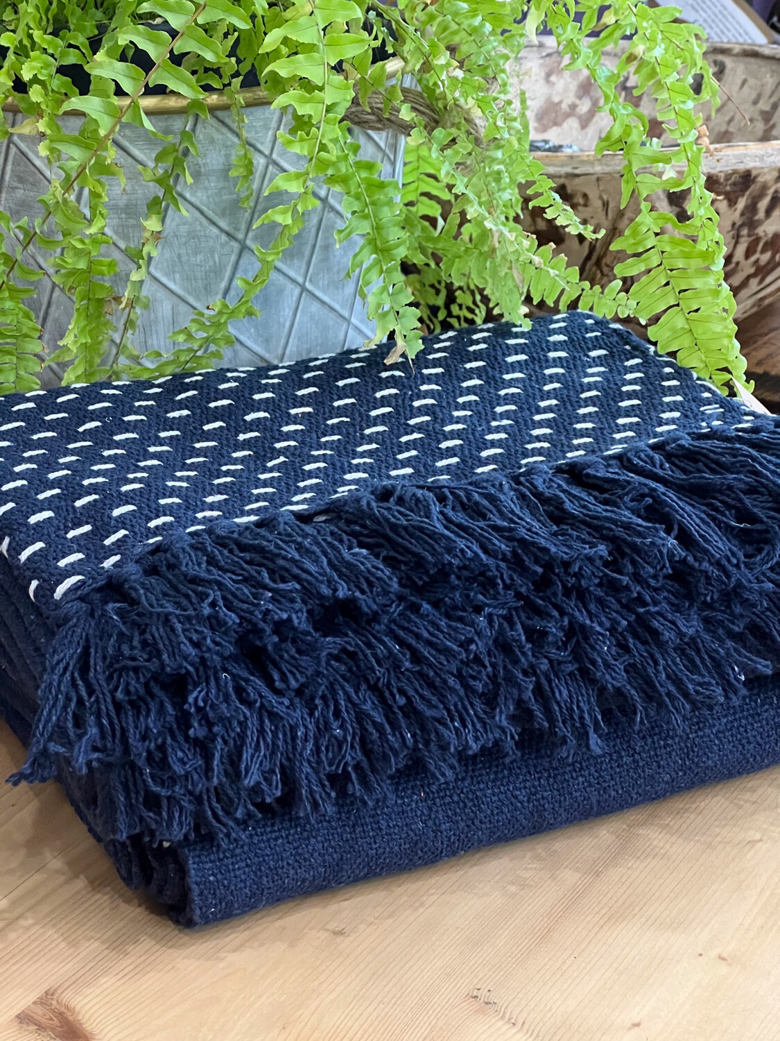 Stitched Blue Blanket / Throw