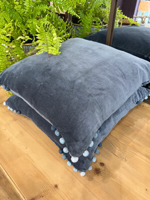 Velvet Cushion - Slate Blue