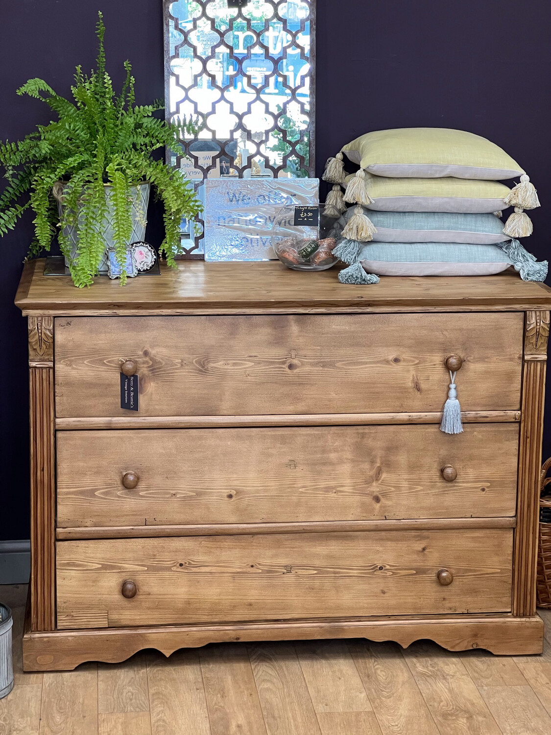Vintage Continental Pine Chest Of Drawers