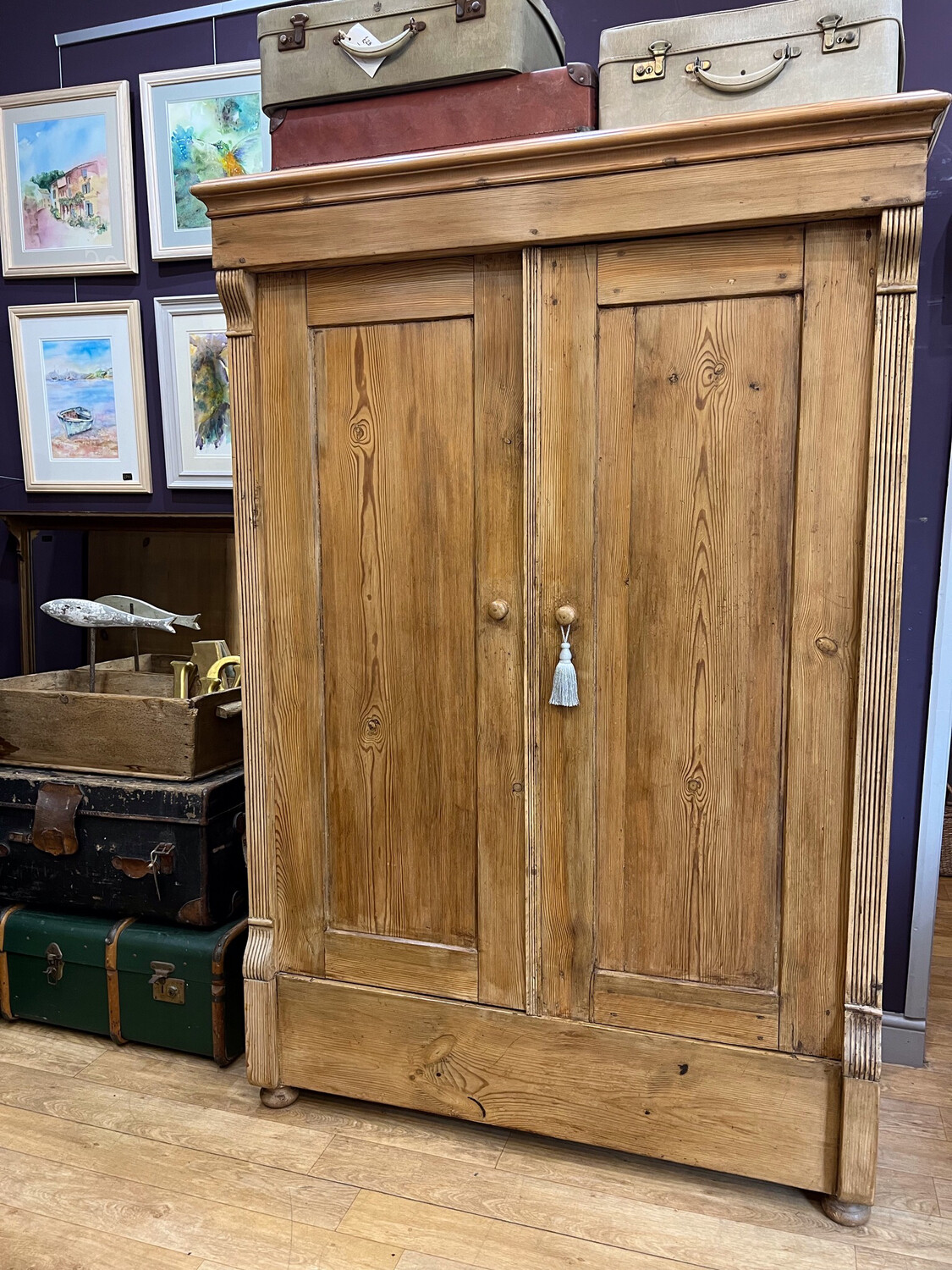 Antique French Pine knockdown Wardrobe / Armoire