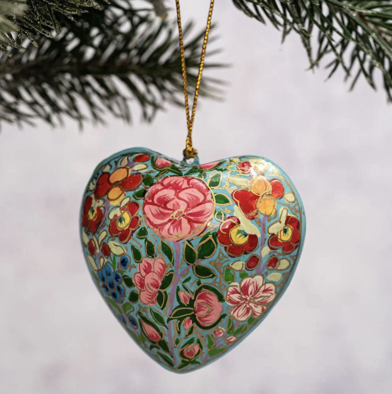 Indian Papier-mâché Heart Decoration