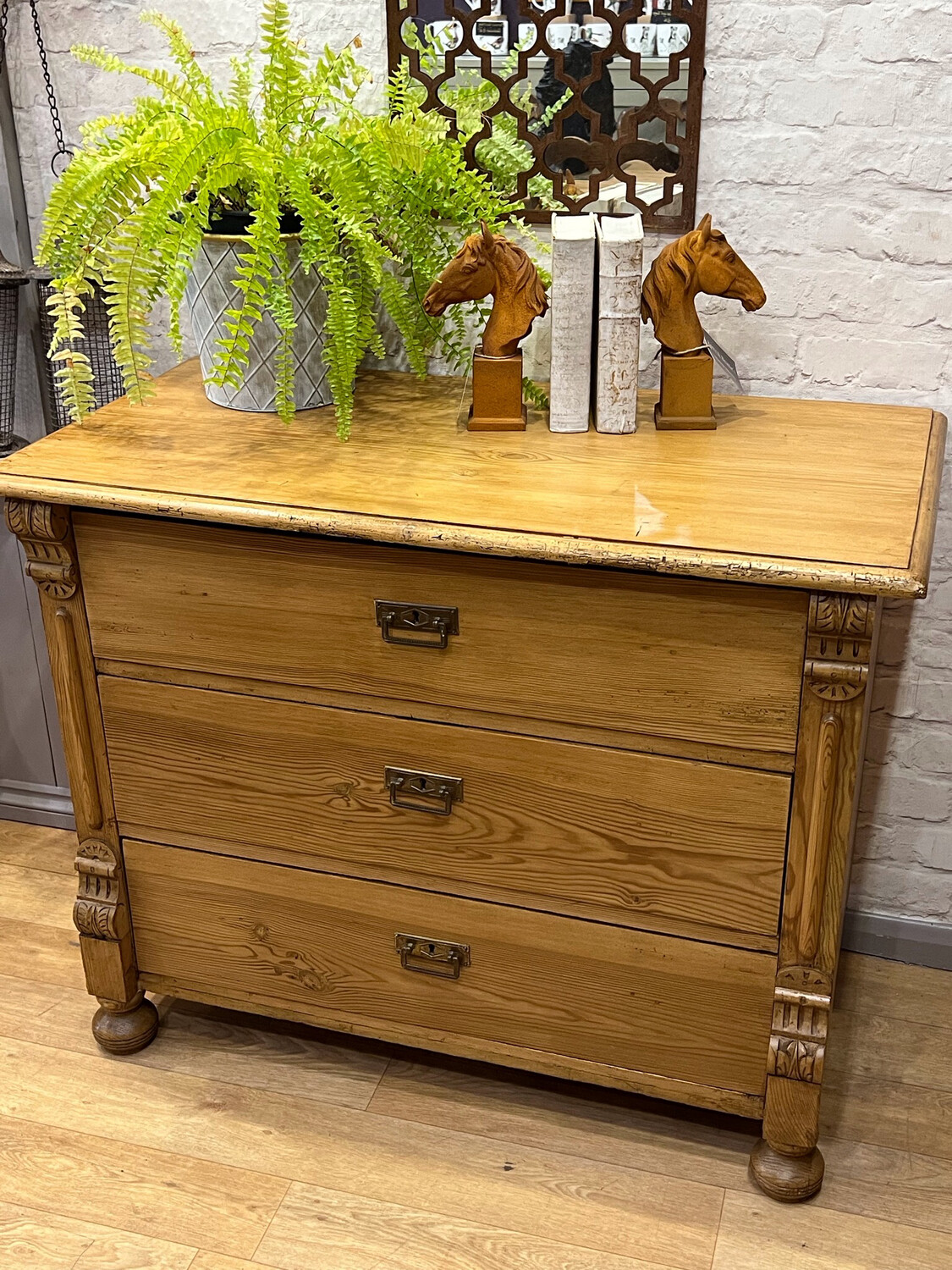 Vintage Continental Pine Chest Of Drawers