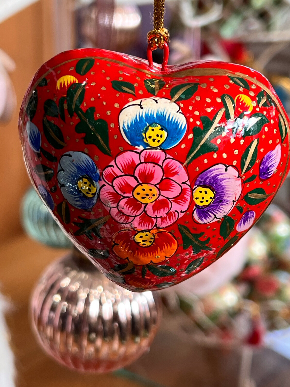 Indian Papier-mâché Heart Decoration