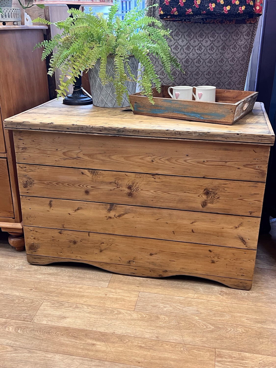 Antique Pine Trunk / Chest / Coffee Table