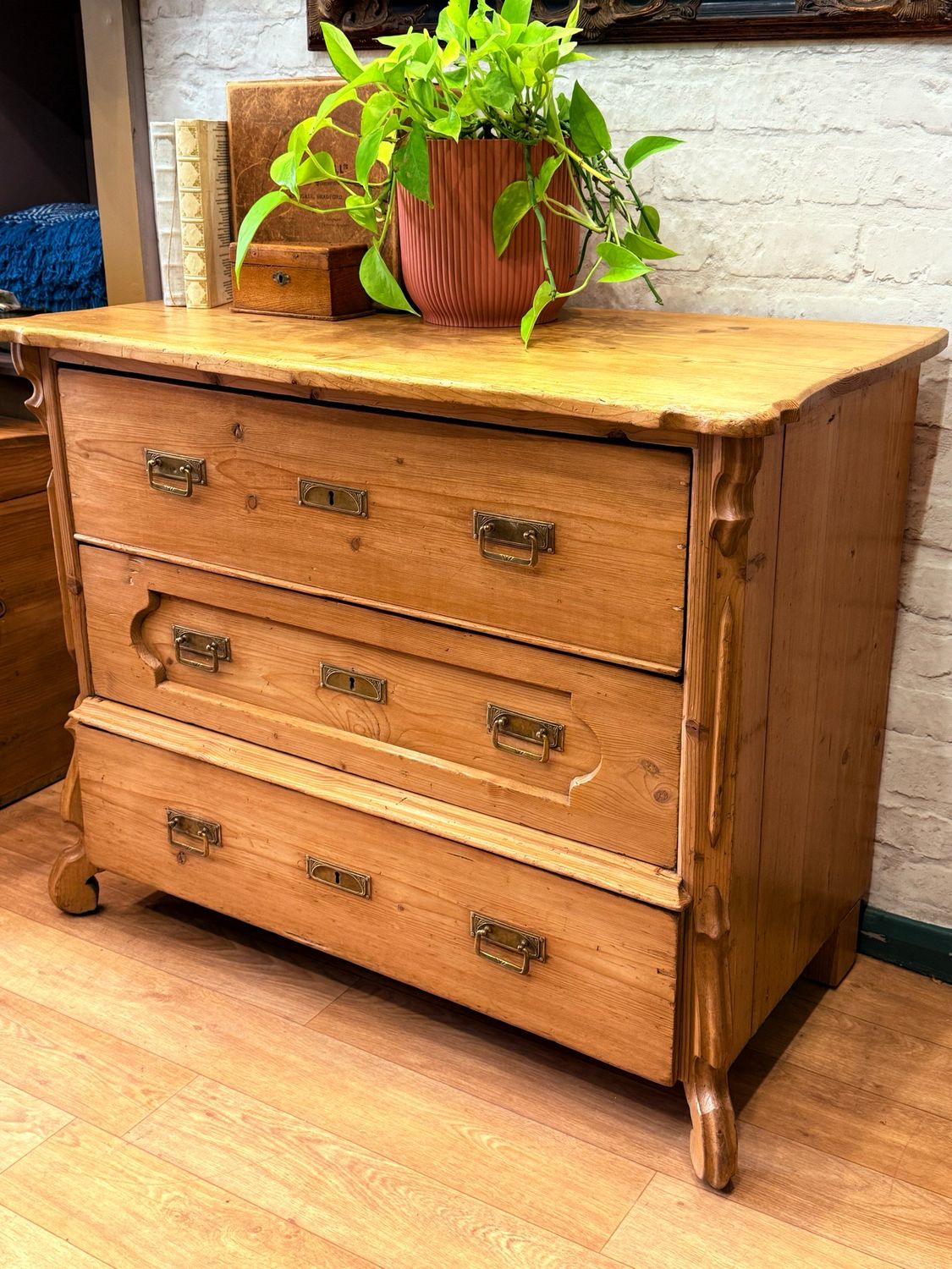 Vintage Continental Pine Chest Of Drawers