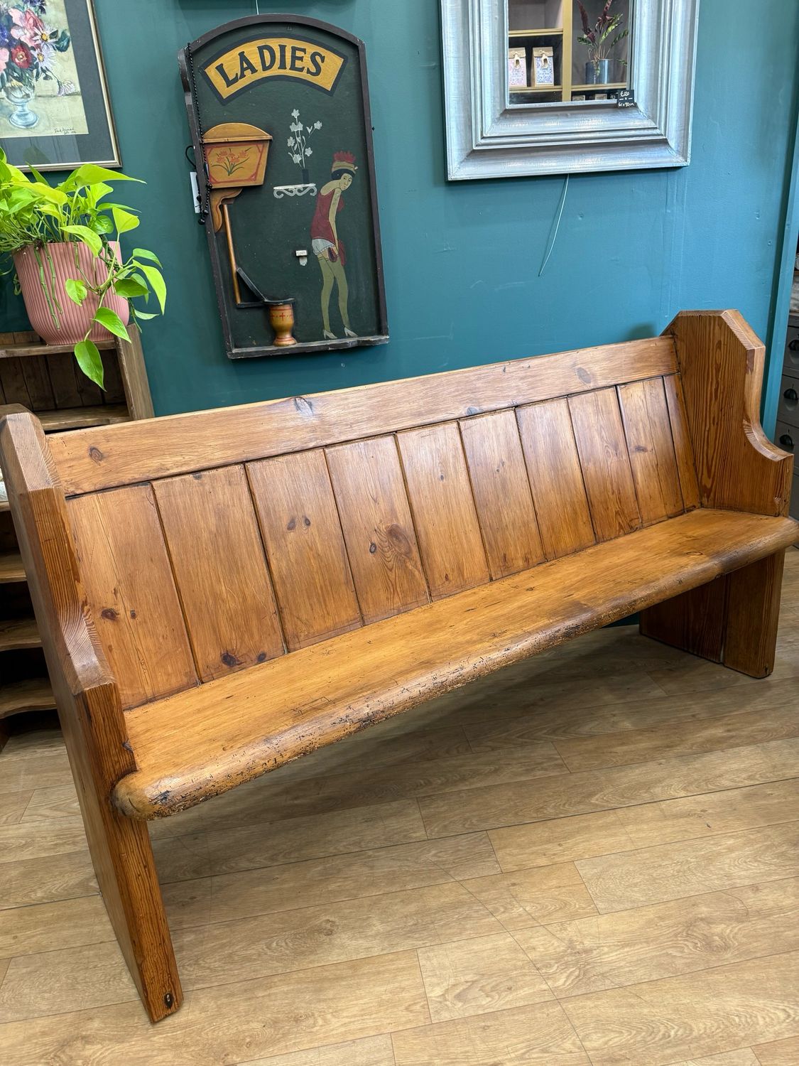 Antique Pine Church Pew / Bench