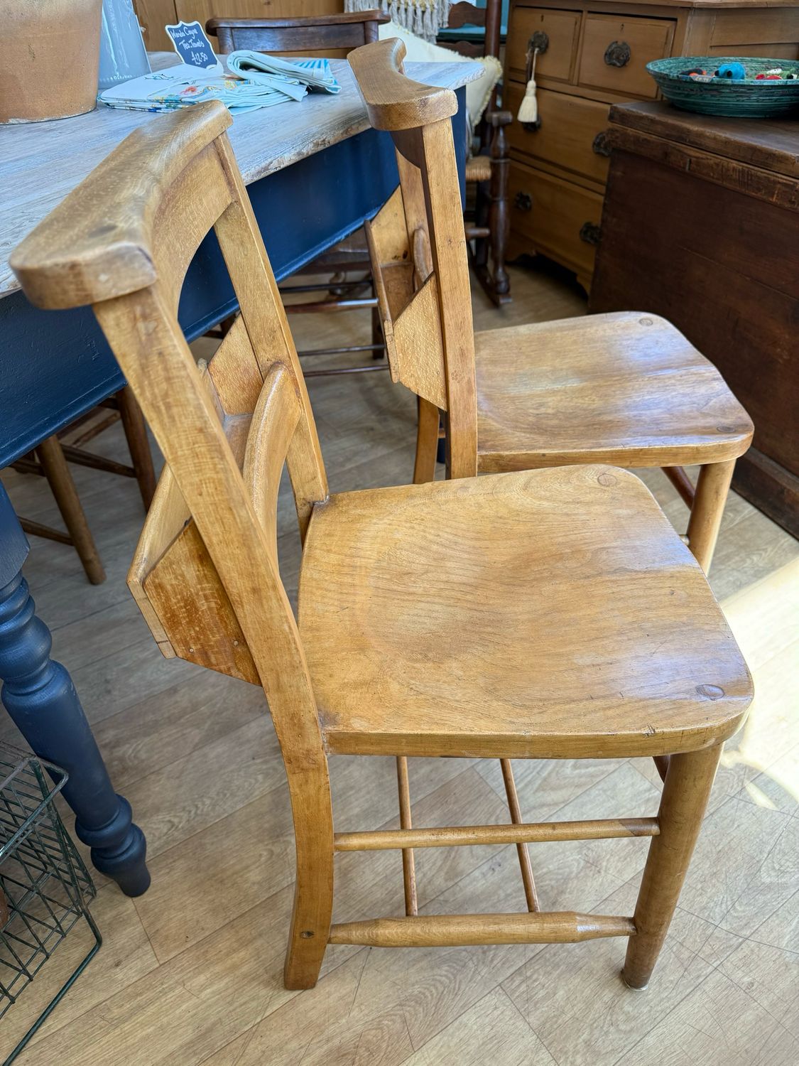 Vintage Chapel / Church Chairs / Dining Chairs - Pair