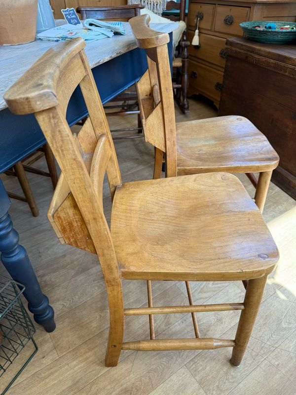 Vintage Chapel / Church Chairs / Dining Chairs - Pair