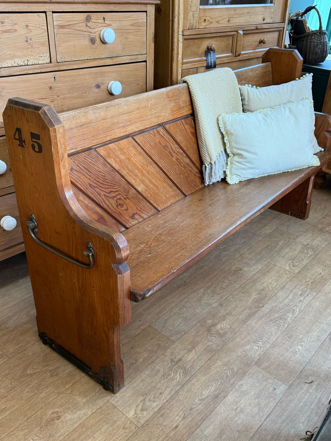 Antique Pine Church Pew / Bench