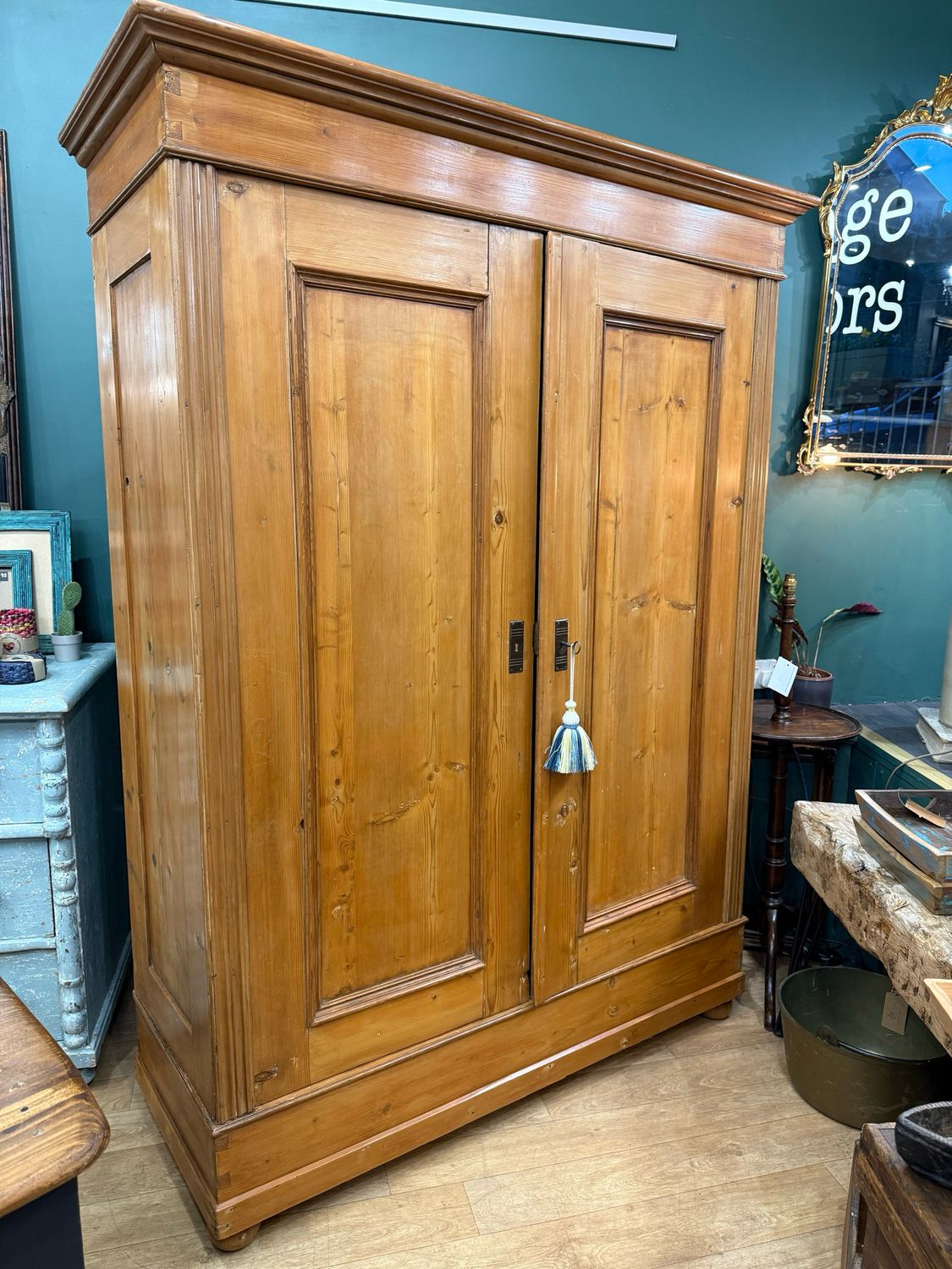 Antique Pine Knockdown Armoire / Wardrobe