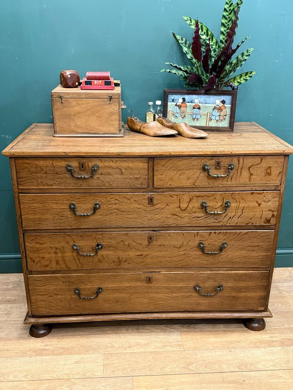 Antique Solid Oak Chest Of Drawers / Country House Furniture