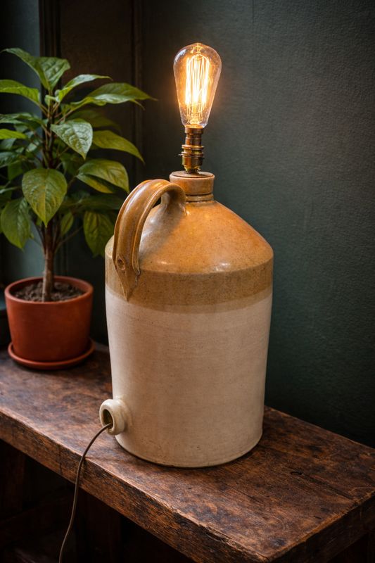 Vintage Stoneware Jug Lamp Vintage Stoneware Jug Lamp