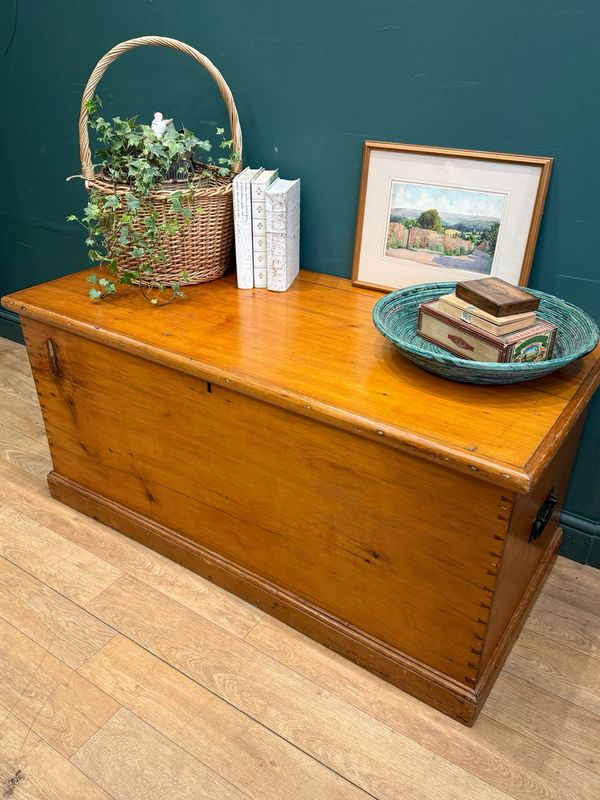 Vintage Pine Trunk / Storage Chest / Coffee Table