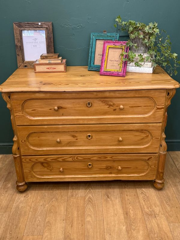 Vintage Continental Pine Chest Of Drawers