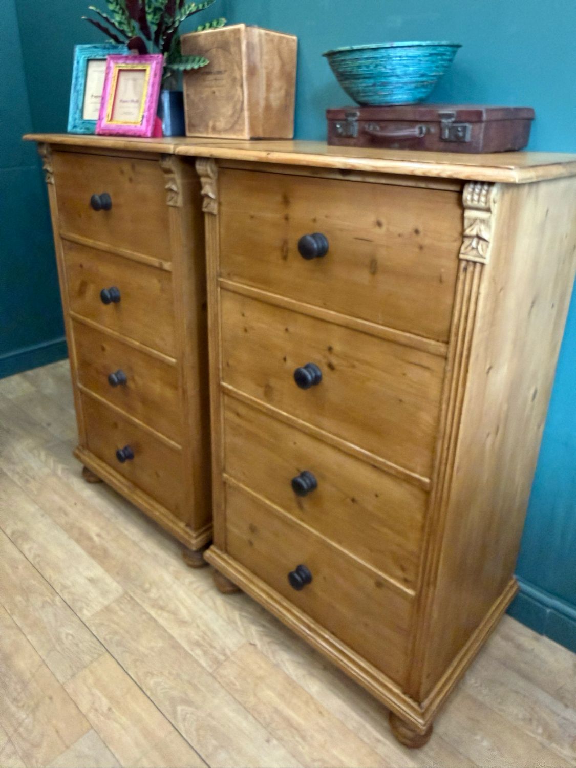 Pair Of Vintage Pine Chests Of Drawers