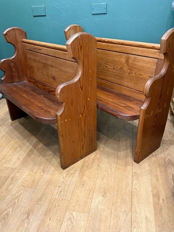 Antique Pine Church Pew / Hallway Bench - 1 Of 2 Antique Pine Church Pew / Hallway Bench - 1 Of 2