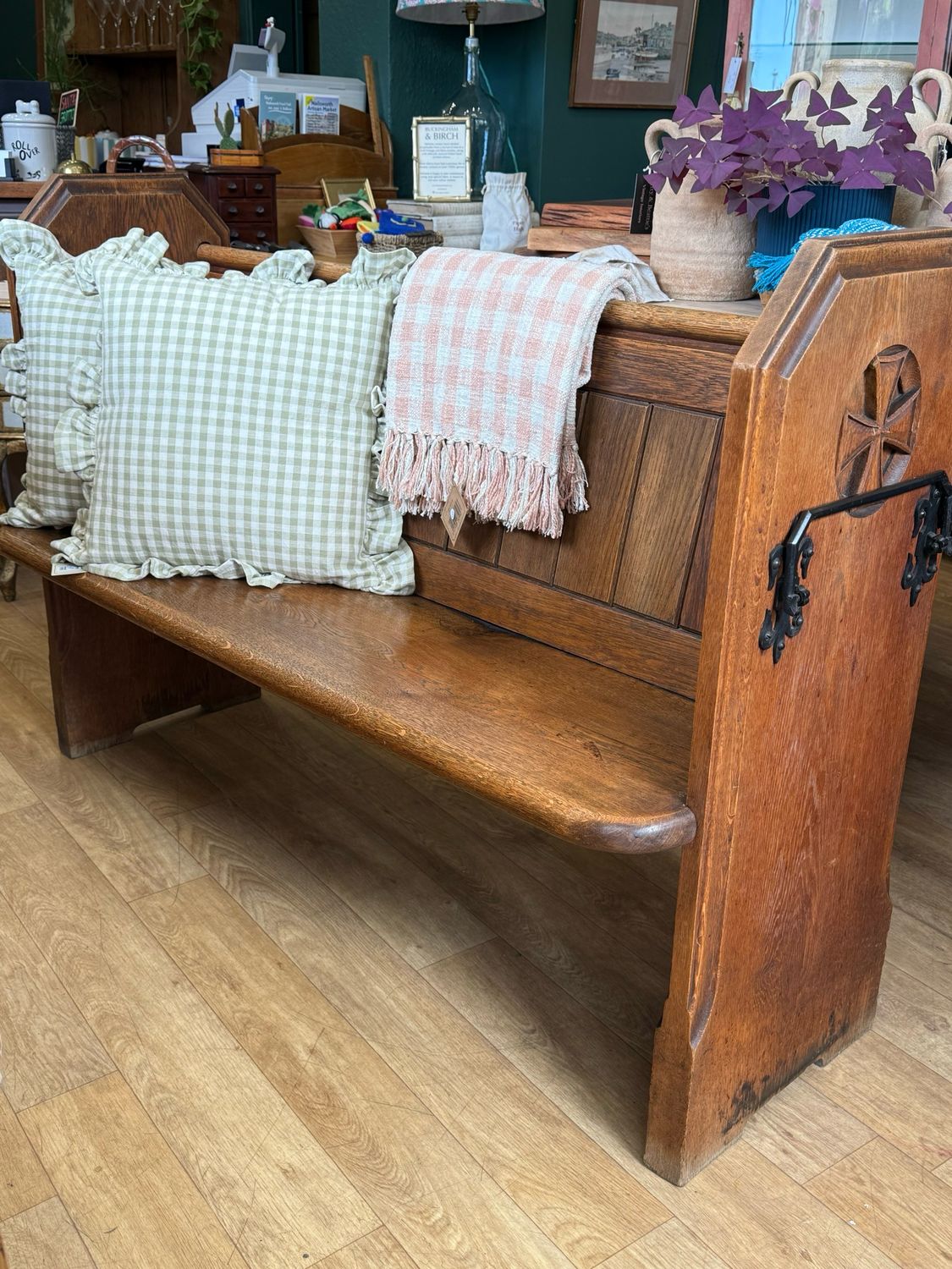 Antique Oak Church Pew / Hallway Bench 1 Of 2 Antique Oak Church Pew / Hallway Bench 1 Of 2