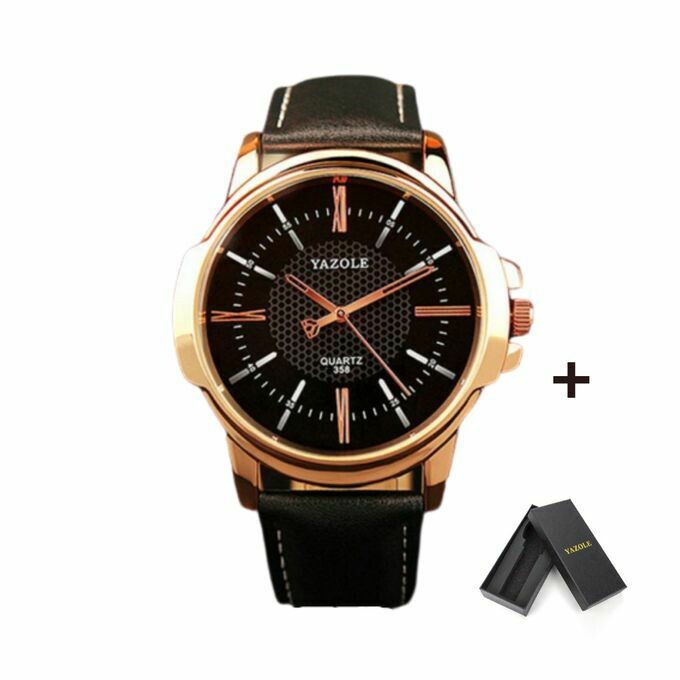 Yazole 358 Men&#39;s Leather Watch + Free Gift Box