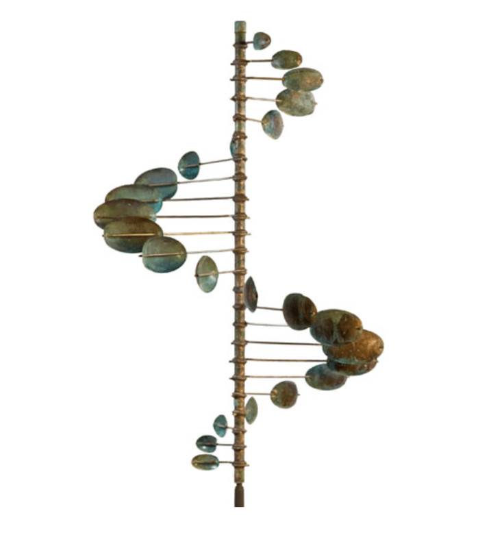 Single Helix Oval Wind Sculpture Copper