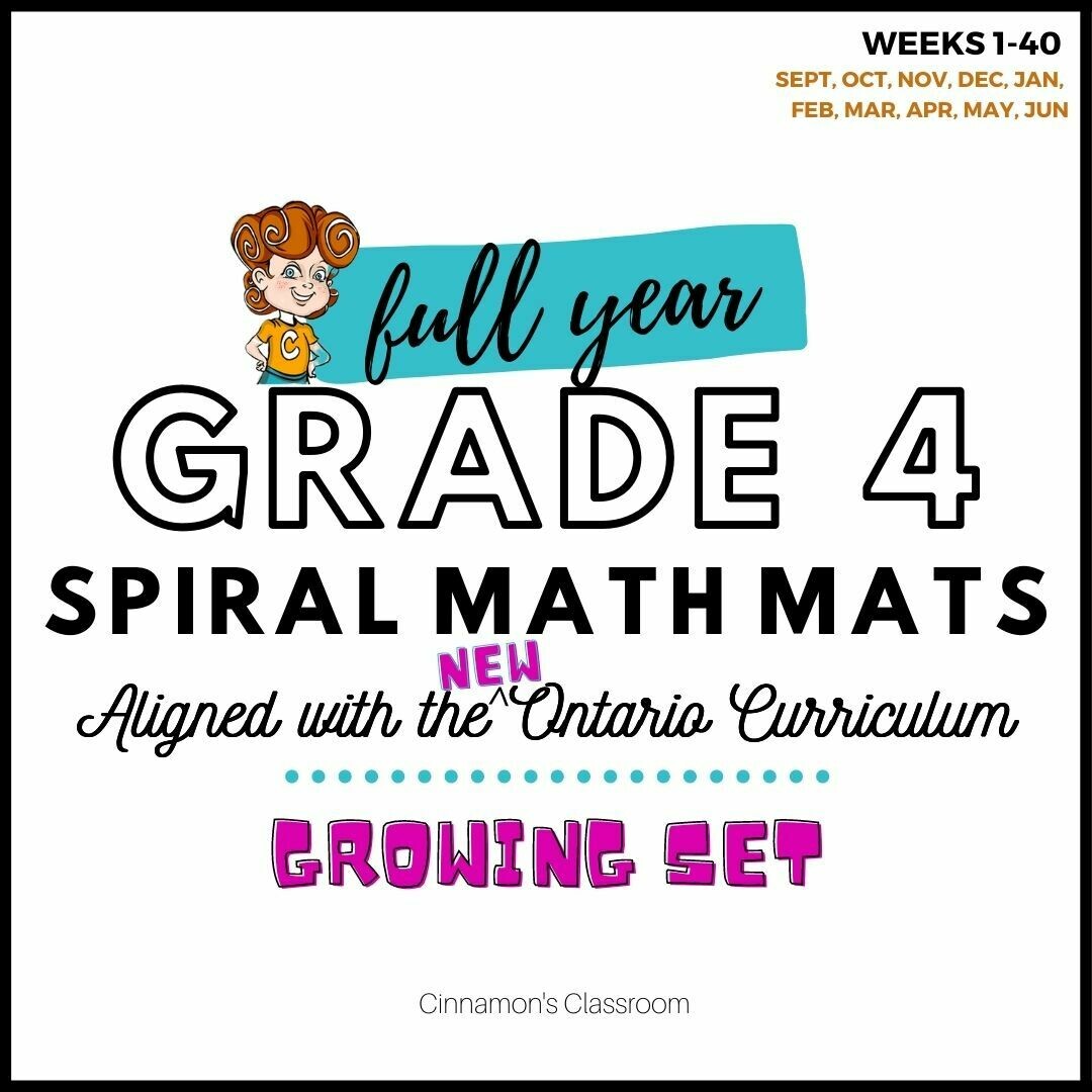 Grade 4 Ontario Math | Spiral Math Mats | Full Year Pack