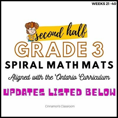 Grade 3 Spiral Math Mats | SECOND HALF (weeks 21-40)
