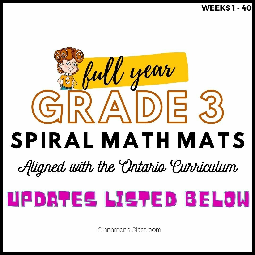 Grade 3 Ontario Math | Spiral Math Mats | Full Year Pack
