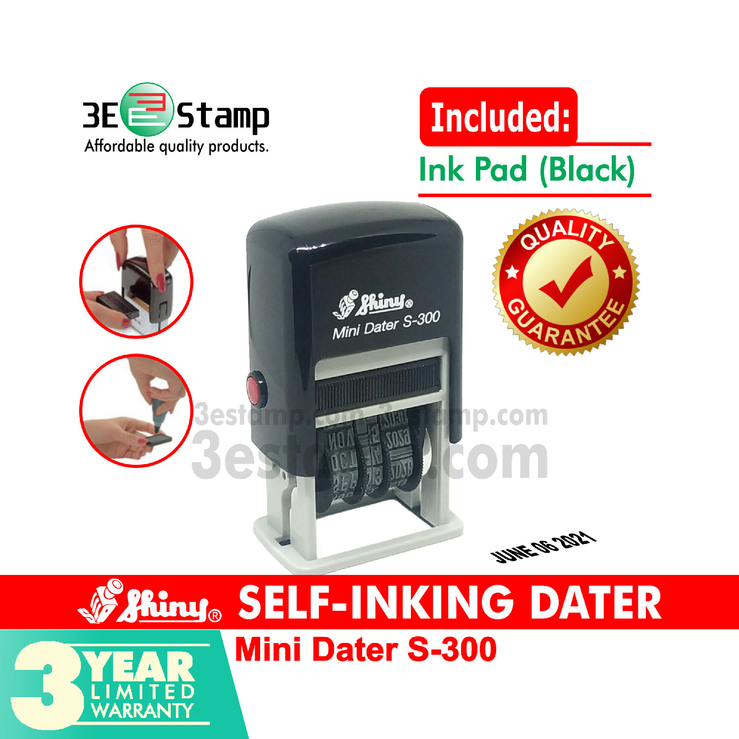 ​Shiny® S-300 Self-inking Mini Dater Stamp [NEW STOCK]