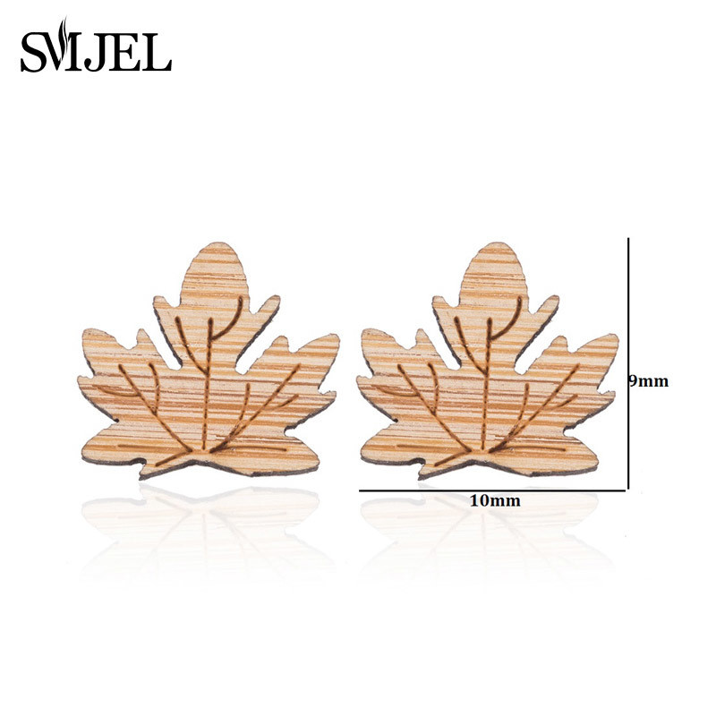 Earrings - Wood Stud Leaf