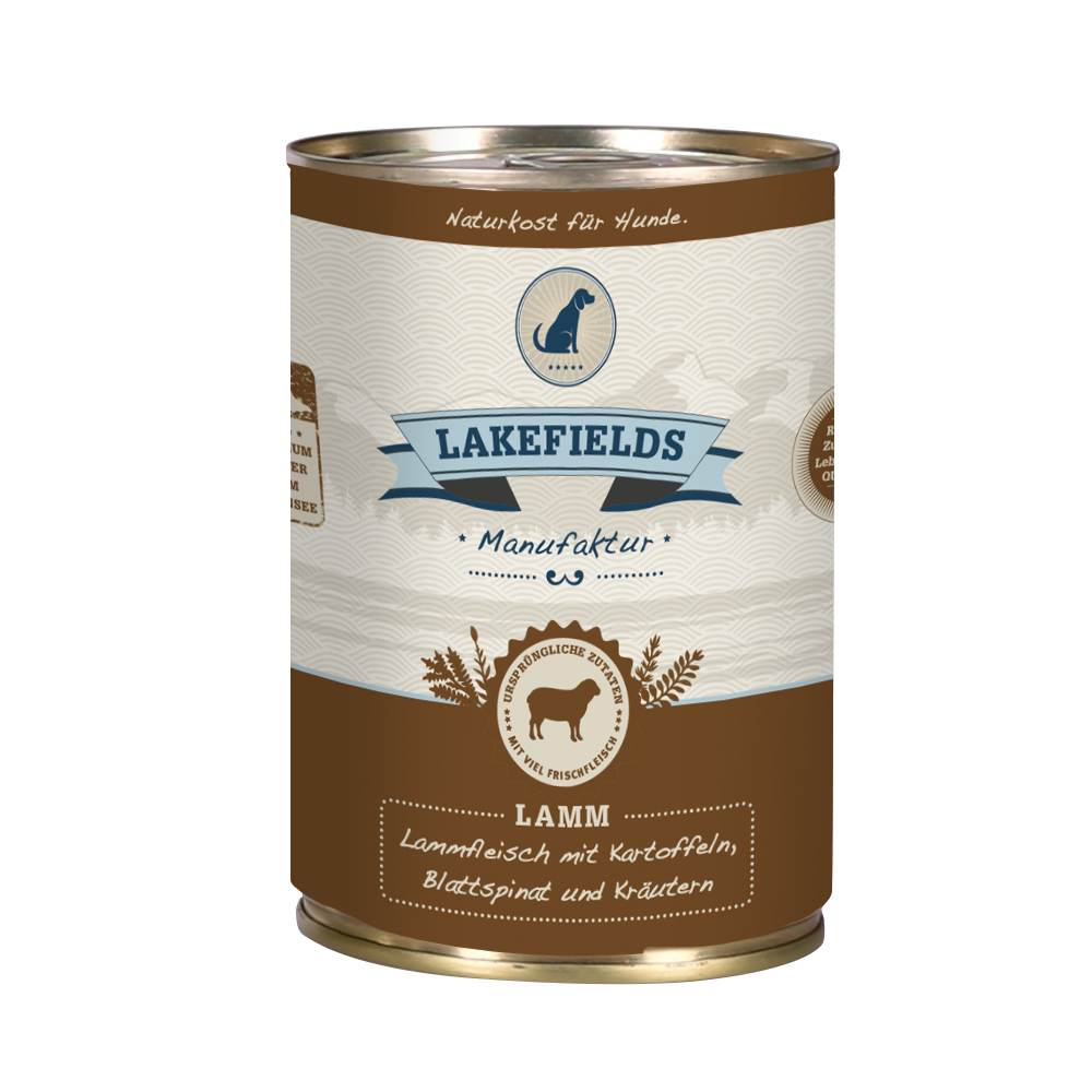 Lakefields Lamm mit Blattspinat, Kartoffeln, Birnen & Kräutern