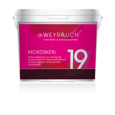 dr. WEYRAUCH Nr. 19 Mordskerl (Pferd) dr. WEYRAUCH Nr. 19 Mordskerl für Pferde – Ergänzungsfuttermittel mit Aminosäuren und Mineralstoffen zur Unterstützung von Mu