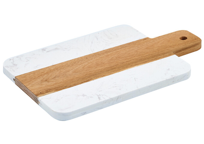 WINCO 9&quot;X7.25&quot; MARBLE WOOD SERVING BOARD SBMW-117