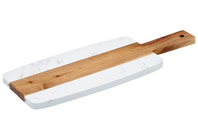 WINCO 11.5&quot;X6&quot; MARBLE WOOD SERVING BOARD SBMW-156