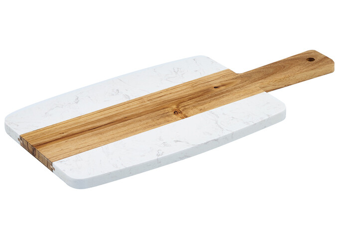 WINCO 10.75X7.25&quot; MARBLE WOOD SERVING BO SBMW-157