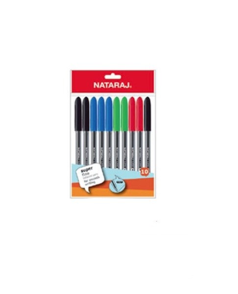 NATARAJ 10PCS SUPER FINE BALL PEN (0.7MM) ASSORTED